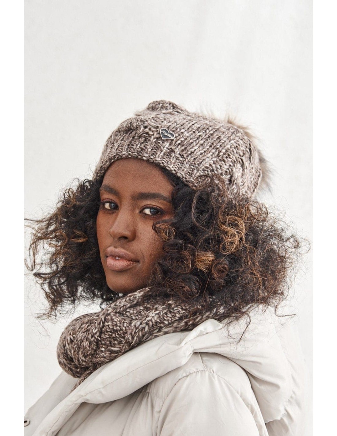 Dark brown winter set, hat and scarf C40 - Online store - Boutique